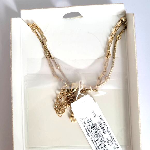 Lucky Brand Necklace Women's Semi Precious Accent Freshwater Pearl Gold 2 strand - Picture 6 of 9